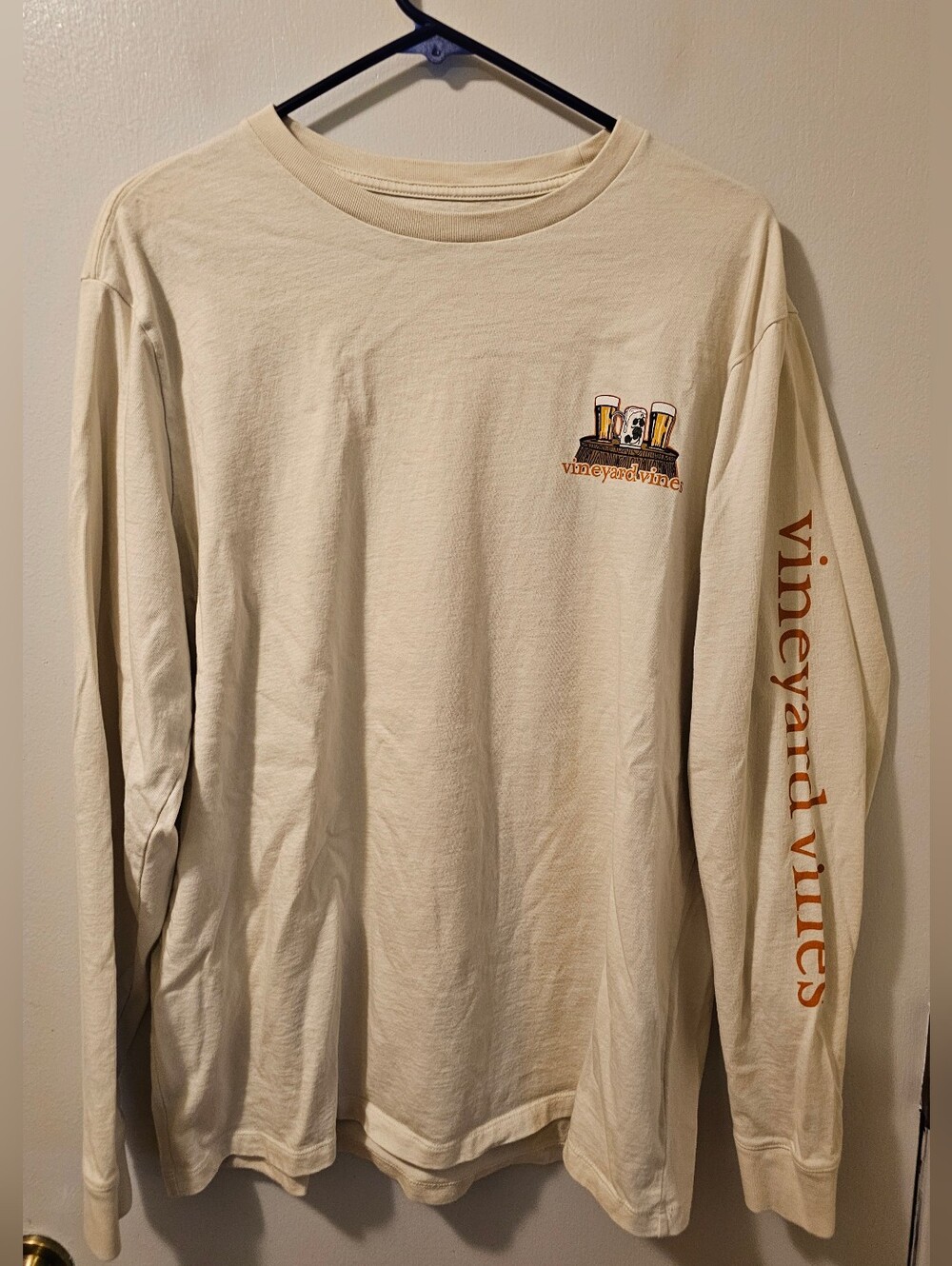 Vinyard Vines‎ Long Sleeve T-Shirt Fall Ale Cream Size L